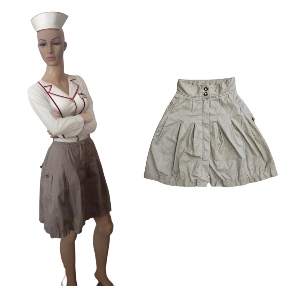 Tan Midi Schoolgirl Skirt